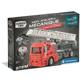 Clementoni - Mon Atelier Mécanique - Camion de Pompier - Jeu de construction avec plus de 170 pièces - À partir de 8 ans - Fabriqué en Italie
