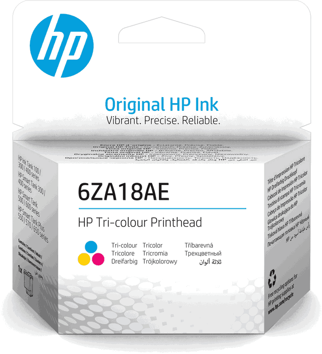 HP 6ZA18AE Tête d'impression tricolore (Cyan, Magenta, Jaune) reconnue pour imprimantes Smart Tank et Ink Tank HP 6ZA18AE Tête d'impression tricolore (Cyan, Magenta, Jaune) reconnue pour imprimantes Smart Tank et Ink Tank
