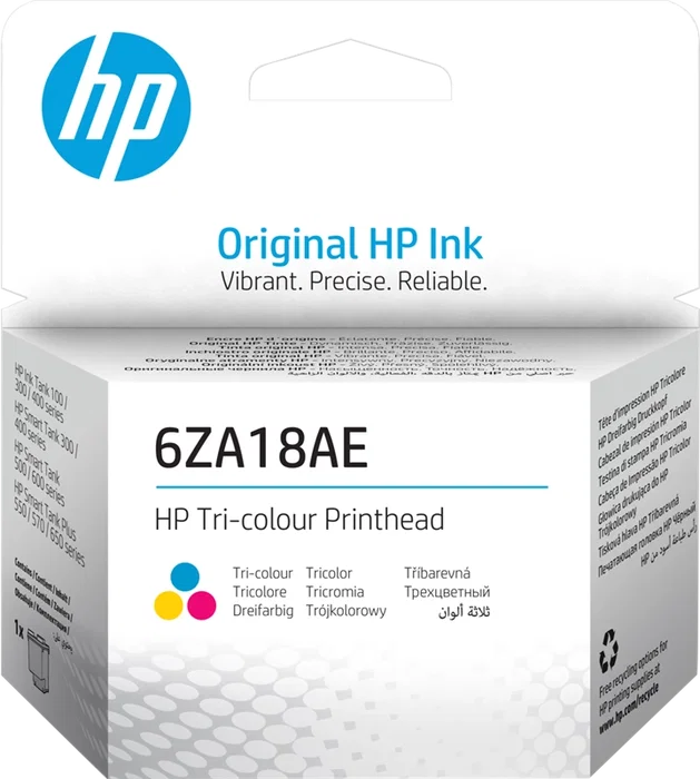 HP 6ZA18AE Tête d'impression tricolore (Cyan, Magenta, Jaune) reconnue pour imprimantes Smart Tank et Ink Tank HP 6ZA18AE Tête d'impression tricolore (Cyan, Magenta, Jaune) reconnue pour imprimantes Smart Tank et Ink Tank