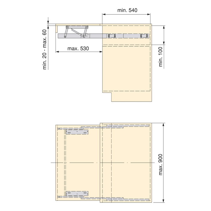Emuca Coulisses pour table extensible et relevable Oplà Top, Aluminium, Acier inox anodisé