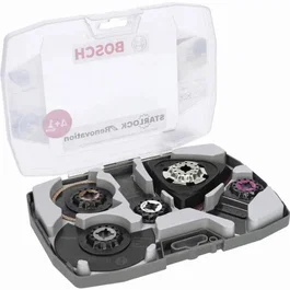 Bosch Professional Coffret Starlock Renovation 2608664624 - 4+1 Lames pour Bois, Peinture, Plastique, Mortier, Carrelage - Incl. 6 Feuilles Abrasives
