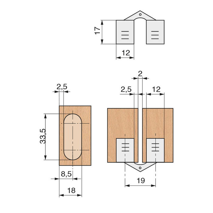 HERRAJES ALK Kapa - Paire de charnières invisibles pour portes de meubles, finition grise, pour articulation esthétique et robuste