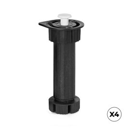 Rei Piètement réglable pour meuble de cuisine modèle 409 ABS noir avec bouchon Ø49 x 138/158 mm blister 4 pièces