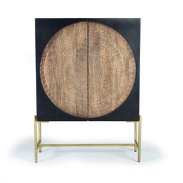 GINER Y COLOMER - Armoire 2 portes en bois de manguier et métal - Couleur noyer foncé - 143x100x40 cm (LxHxP) - Espace de rangement généreux