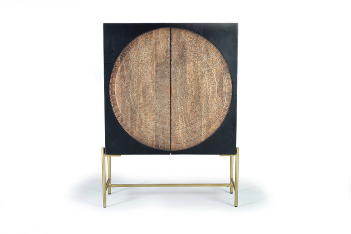 GINER Y COLOMER - Armoire 2 portes en bois de manguier et métal - Couleur noyer foncé - 143x100x40 cm (LxHxP) - Espace de rangement généreux GINER Y COLOMER - Armoire 2 portes en bois de manguier et métal - Couleur noyer foncé - 143x100x40 cm (LxHxP) - Espace de rangement généreux