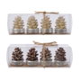 Basics Lot de 4 Bougies en Cire Forme Pomme de Pin Effet Neige Décoratives Ø3,5x5,5cm