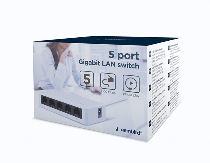 GEMBIRD NSW-G5-01 Switch 5 ports Gigabit Ethernet Blanc