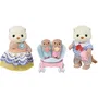 Sylvanian Families 5803 - Famille Loutre de mer - Figurines articulées avec vêtements amovibles, poussette double et sac bandoulière coquillage