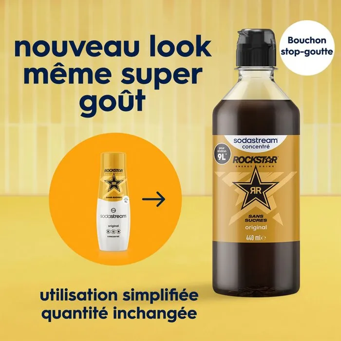 SodaStream Concentré Rockstar Original - Jus pour Machine à Eau Pétillante et Soda - Lot de 6 x 440 ml (jusqu'à 9 L de boisson)