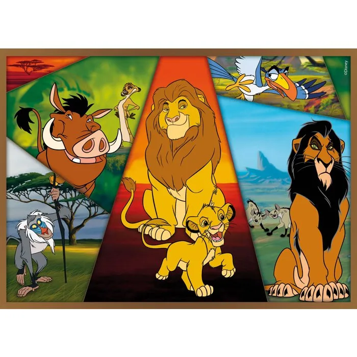 Liscianigiochi - Puzzle MaxiFloor Le Roi Lion - 4 x 48 pièces - Puzzle double face coloriage - Développe dextérité et créativité - Dès 4 ans