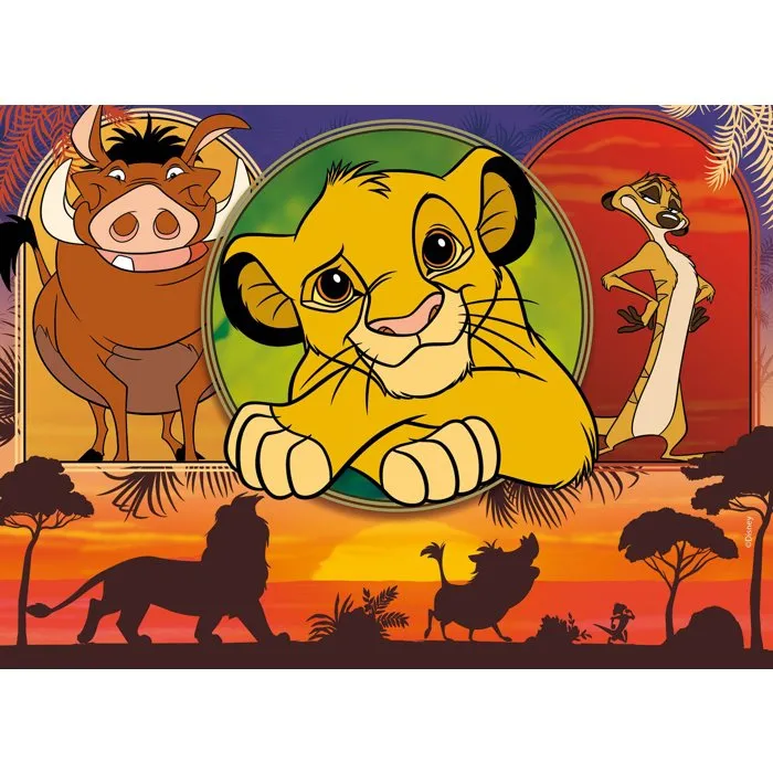 Liscianigiochi - Puzzle MaxiFloor Le Roi Lion - 4 x 48 pièces - Puzzle double face coloriage - Développe dextérité et créativité - Dès 4 ans