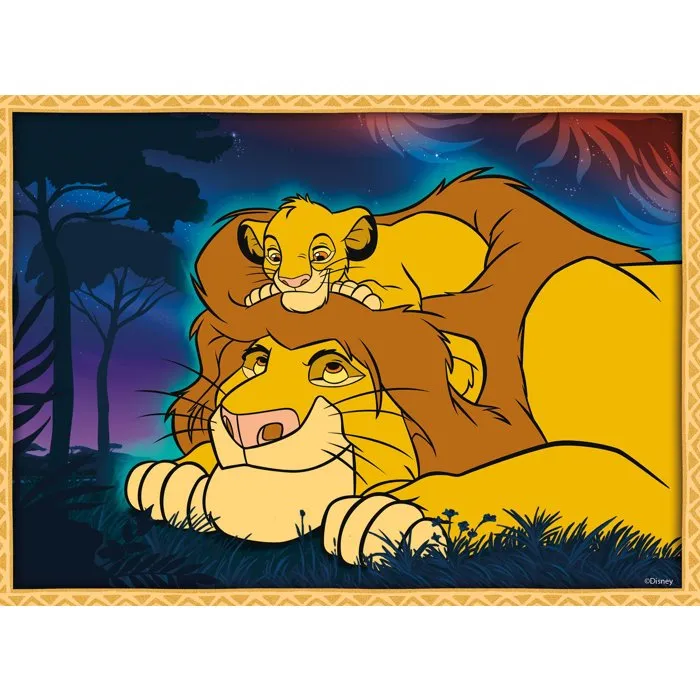 Liscianigiochi - Puzzle MaxiFloor Le Roi Lion - 4 x 48 pièces - Puzzle double face coloriage - Développe dextérité et créativité - Dès 4 ans