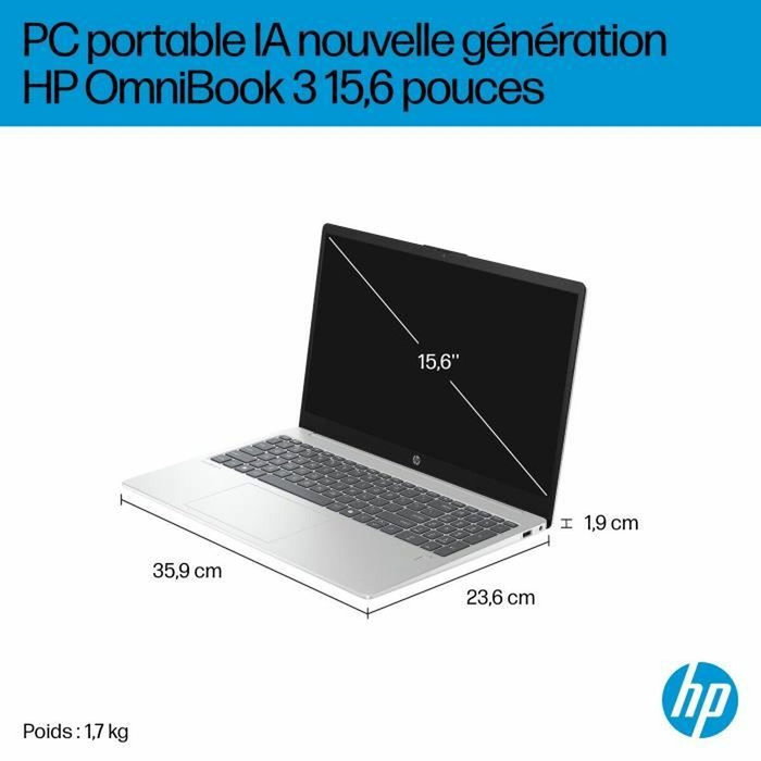 HP Omnibook 3 15-fn0018nf Argent glacier