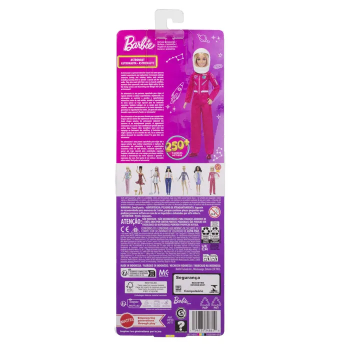 Mattel Barbie Poupée Astronaute JKF77 - Tenue Spatiale Rose Amovible - Jeu Fille à Partir de 3 Ans