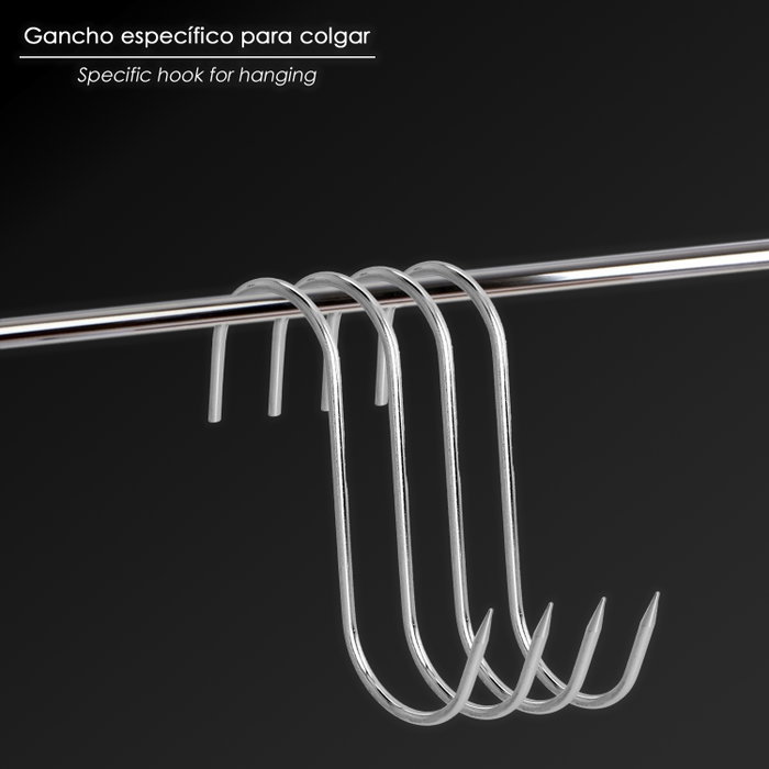 WOLFPACK LINEA PROFESIONAL Crochet de boucher en acier inoxydable 140 mm