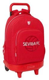Safta Mochila SEVILLA FC - Sac à dos grande capacité avec roues, compact et amovible, dimensions 33x45x22 cm
