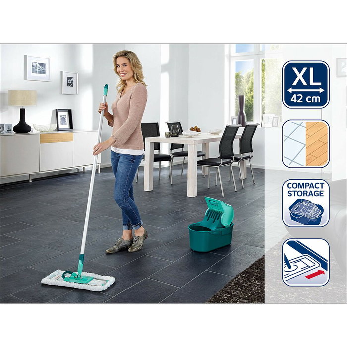 Leifheit Profi Compact 55092 Kit de nettoyage avec balai à plat et seau essoreur Leifheit Profi Compact 55092 Kit de nettoyage avec balai à plat et seau essoreur