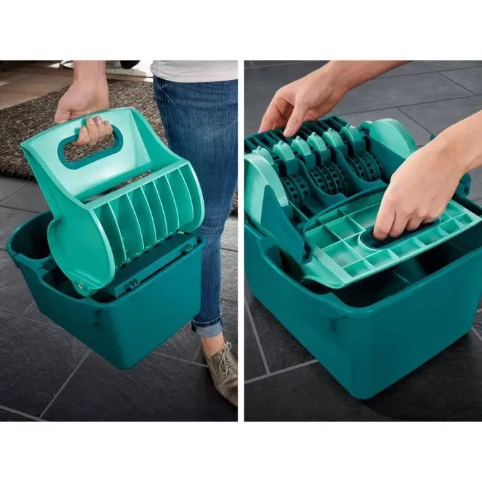 Leifheit Set lave-sol Profi Compact 55092 avec balai plat 42 cm, housse Micro Duo et manche télescopique