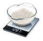 Beurer KS-34-XL Balance de Cuisine en Acier Inoxydable avec Fonction Tara et Affichage de Rétention - Balance Électronique à Écran Invisible