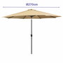 Marbueno Parasol Acier 8 Brins D270 cm Polyester Marron Jardin, Piscine, Terrasse