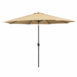 Marbueno Parasol Acier 8 Brins D270 cm Polyester Marron Jardin, Piscine, Terrasse