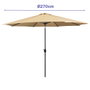 Marbuenon 10482 Parapluie de Jardin en Acier 270 cm Marron Polyester pour Jardin Piscine et Terrasse
