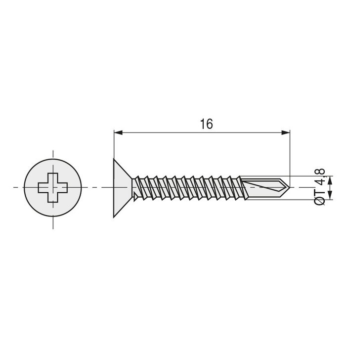 DUVER Din 7504-P - Lot de 200 vis à tôle à tête plate avec pointe foreuse, zincées, Ø 4.8 mm, longueur 16 mm DUVER Din 7504-P - Lot de 200 vis à tôle à tête plate avec pointe foreuse, zincées, Ø 4.8 mm, longueur 16 mm