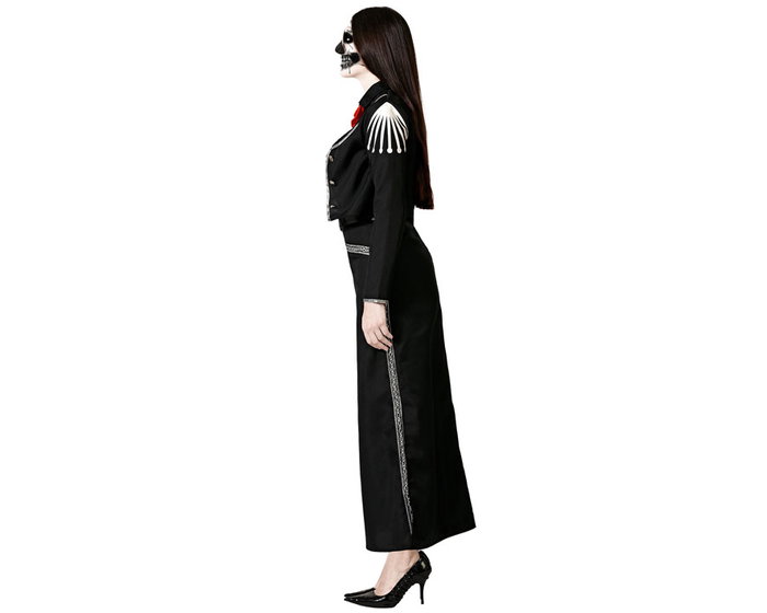 Atosa Costume de Squelette Mexicain pour Femme - Veste Noire et Jupe XXL