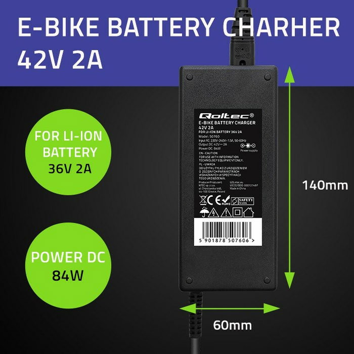 Chargeur de batterie Qoltec 50760 Chargeur de batterie Qoltec 50760
