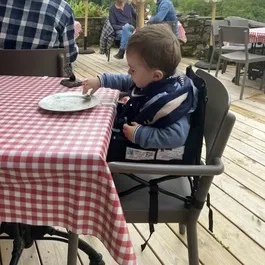 Bambisol - Rehausseur de chaise évolutif pour enfant 6/35 mois et chaise 3/5 ans - Pliable avec sac et plateau amovible - Noir