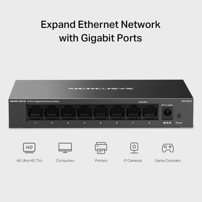 Mercusys MS108GS Switch Gigabit 8 ports Noir