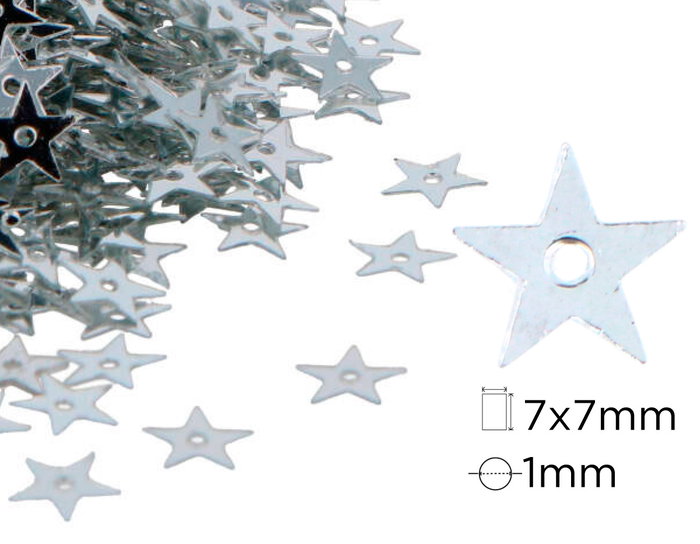 Innspiro Pot de paillettes en aluminium étoiles argentées 5mm 30g