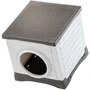 Ferplast PetVilla 50 Niche d'extérieur pour chien, chat, lapin - Résine recyclée résistante aux UV - Blanc/Gris - 38.5 x 43 x 38.5 cm
