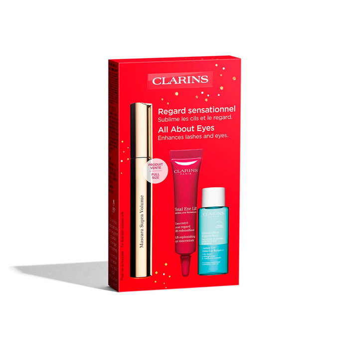 Clarins Set Supra Volume avec Mascara Intense Black, Sérum et Démaquillant