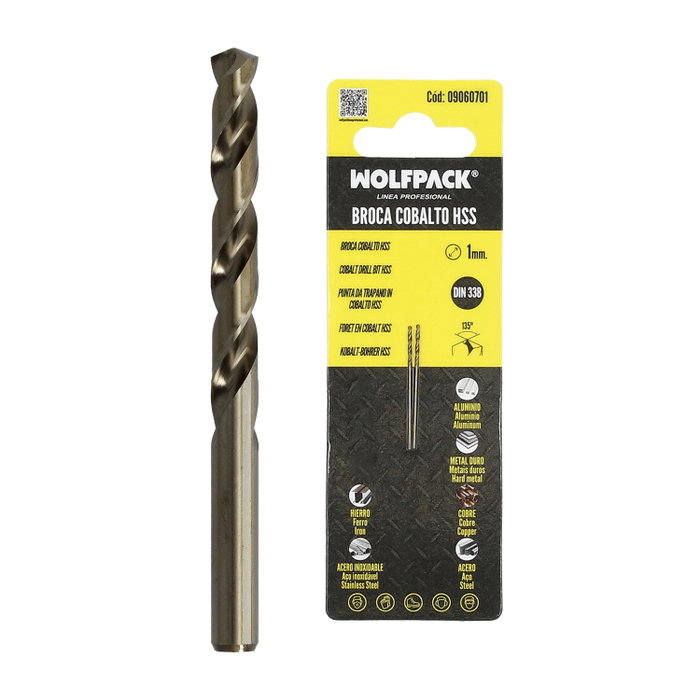 WOLFPACK LINEA PROFESIONAL Mèche cylindrique en cobalt HSS 1,00 mm (Lot de 2) WOLFPACK LINEA PROFESIONAL Mèche cylindrique en cobalt HSS 1,00 mm (Lot de 2)