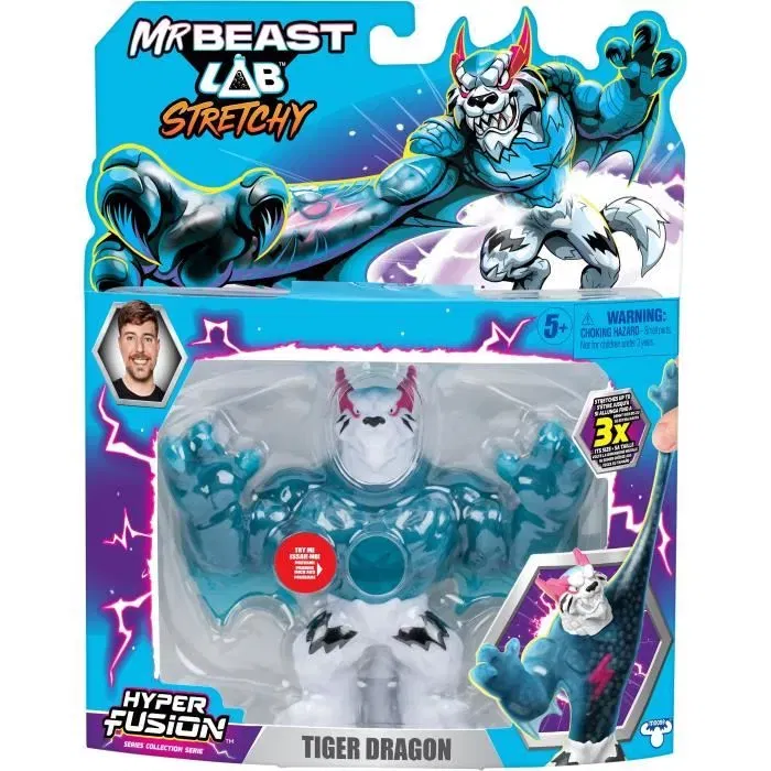 MrBeast Lab Goo Jit Zu - Figurine élastique Tigre Dragon extensible 11 cm - Substance spéciale - Collection de jouets MrBeast Lab Goo Jit Zu - Figurine élastique Tigre Dragon extensible 11 cm - Substance spéciale - Collection de jouets