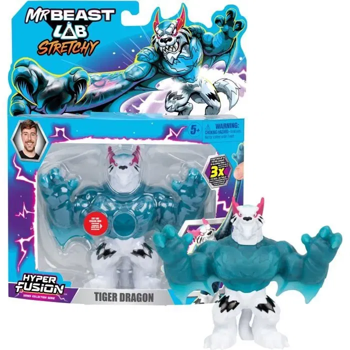 MrBeast Lab Goo Jit Zu - Figurine élastique Tigre Dragon extensible 11 cm - Substance spéciale - Collection de jouets MrBeast Lab Goo Jit Zu - Figurine élastique Tigre Dragon extensible 11 cm - Substance spéciale - Collection de jouets