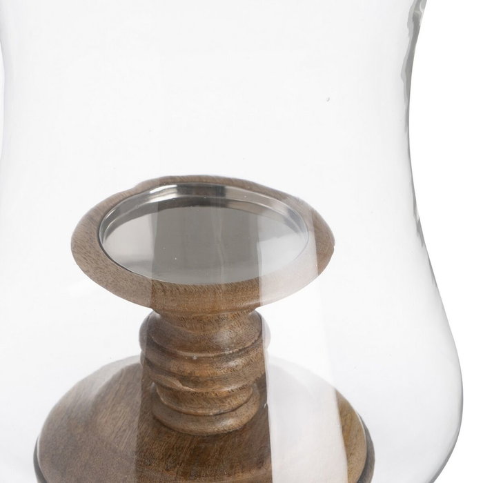 BigBuy Home Bougeoir Naturel Bois Verre 20 x 20 x 68 cm BigBuy Home Bougeoir Naturel Bois Verre 20 x 20 x 68 cm