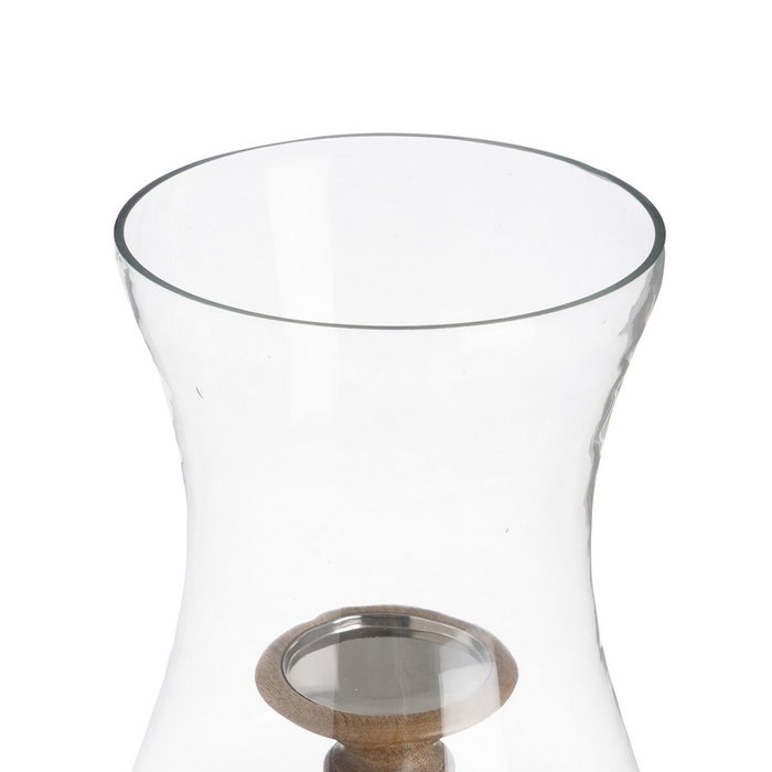 BigBuy Home Bougeoir Naturel Bois Verre 20 x 20 x 68 cm BigBuy Home Bougeoir Naturel Bois Verre 20 x 20 x 68 cm