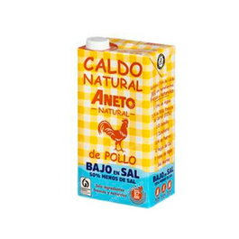 ANETO Caldo De Pollo Bajo En Sal - Bouillon de poulet bas en sel 1L - Réf. ANETO Caldo De Pollo Bajo En Sal 1L - Ingrédients naturels - Sans gluten et sans lactose