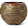 Capi Europe Vase sphérique boule RIB NL avec motifs côtelés et accents dorés - Noir et Or - 40 x 32 cm