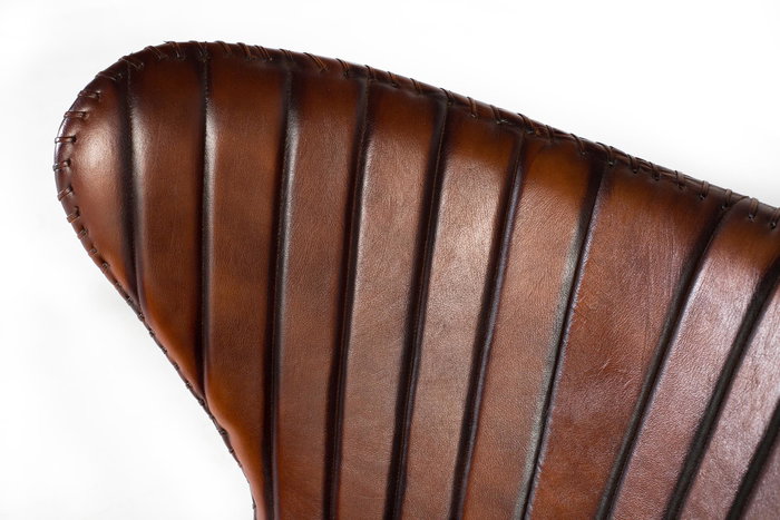 GINER Y COLOMER Fauteuil en cuir véritable marron avec structure métallique - Dimensions 83 x 77 x 100 cm