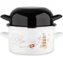 Baumalu Marmite à moules 20 cm - Acier émaillé - Décor phares et couvercle noir - Compatible induction et lave-vaisselle