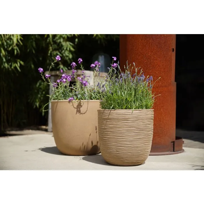 CAPI EUROPE Rib NL - Pot boule décoratif pour intérieur et extérieur - 35 x 34 cm - Beige