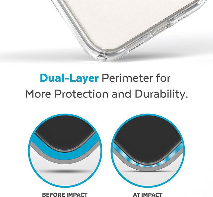 Speck Presidio Perfect Clear + Ms Coque pour iPhone 14 Plus (Transparent) - Protection Chute 4 m, Compatible MagSafe et Qi, Résistance Anti-rayures et Antibactérienne