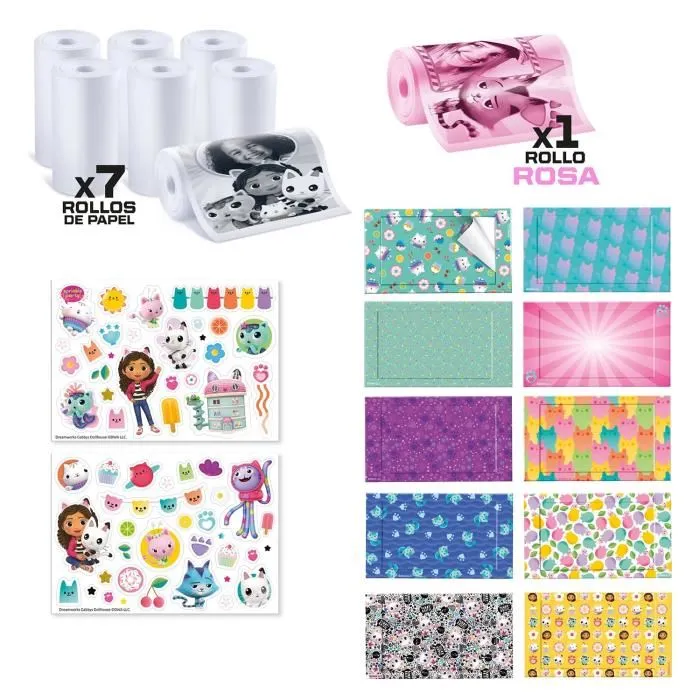 Canal Toys Recharge pour Appareil Photo Instantané Gabby et la Maison Magique - 8 Rouleaux Papier Thermique, Autocollants, Cadres, Photo, Selfie, Vidéo