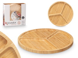 Kinvara Plateau 3 compartiments en bambou 30 x 1,5 x 30 cm (Set de 12)