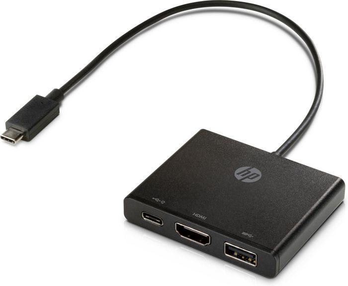 HP Concentrateur USB-C vers multi-ports 7-en-1 - Adaptateur avec HDMI 4K, USB-A 3.0, Ethernet et Charge pour Ordinateur Portable