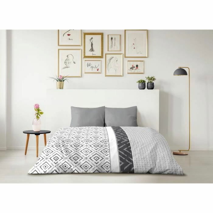 Home Linge Passion Parure de couette ETHNO Gris, 240 x 260 cm