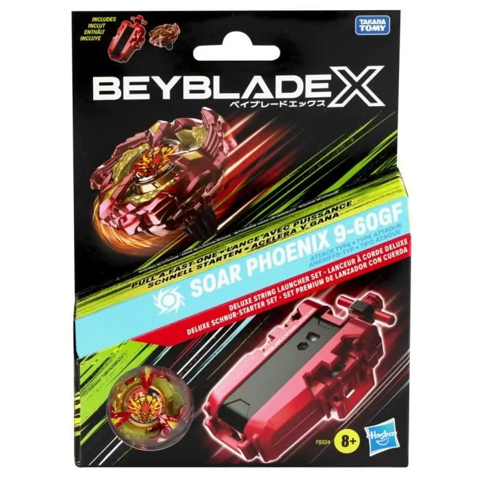 Hasbro Beyblade X Soar Phoenix 9-60GF Toupie avec Lanceur Deluxe, Rotation Droite, Type Attaque, Pour Enfants dès 8 ans, Rouge